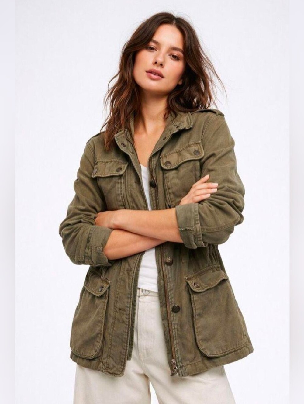 Free People Not Your Brother's Surplus Jacket Size Small Army Green Military